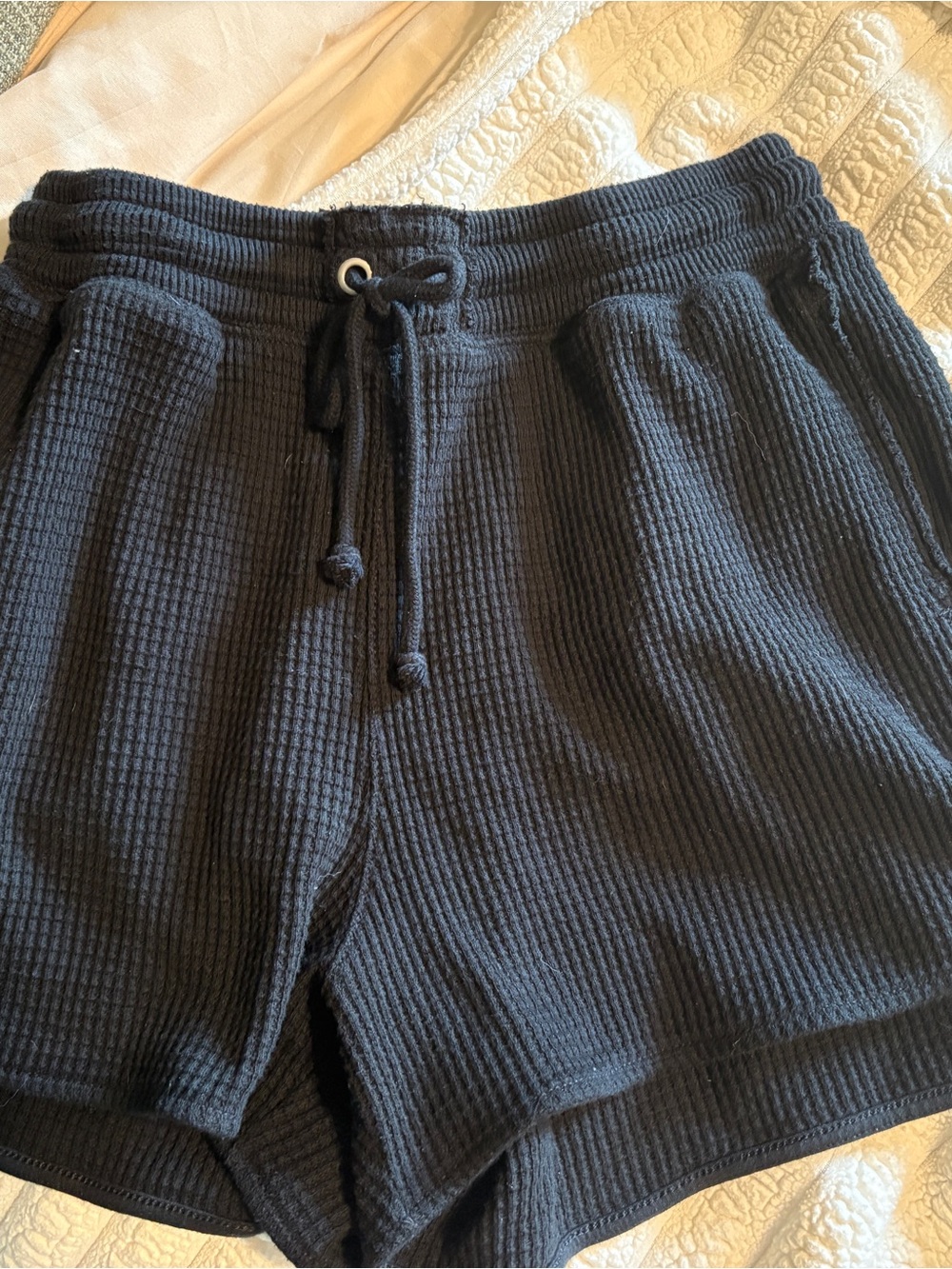 Aerie Black Waffle Knit Lounge Shorts Womens Medium